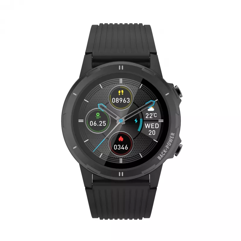 Denver SW-351 smartwatch, ecrã tátil IPS de 1,3″, sensor de frequência cardíaca, IP68, Bluetooth, preto