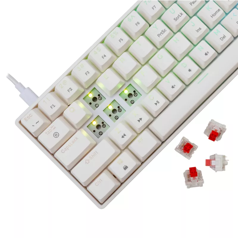 Teclado mecânico com fios White Shark Shinobi-2 (GK-004211) — layout US, interruptores Red, branco