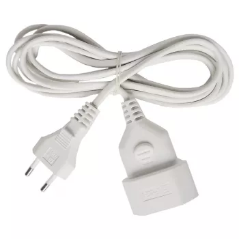 Brennenstuhl H03VVH2-F 2x0,75 - Cabo de extensão de alimentação - ficha Euro (M) - IEC 60906-1 (F) - 3,0m - branco (1161660)