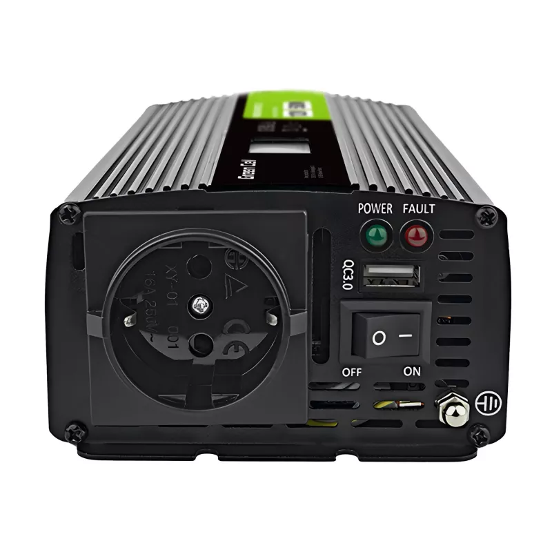 Conversor de tensão Green Cell PowerInverter LCD 12 V 500W/1000W inversor automóvel com ecrã – inversor/adaptador com onda sinusoidal pura automóvel preto