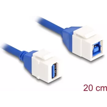 Cabo com módulo Keystone DeLOCK USB 5 Gbps Type-A fêmea para Type-B fêmea 20 cm azul