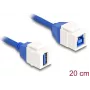 Cabo com módulo Keystone DeLOCK USB 5 Gbps Type-A fêmea para Type-B fêmea 20 cm azul