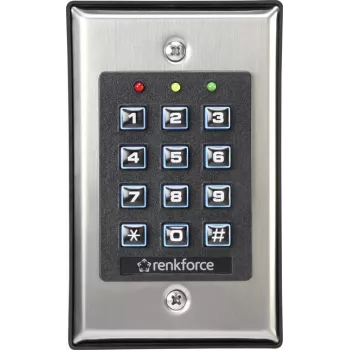 Fechadura eletrónica de código Renkforce 1582597 teclado iluminado para montagem à superfície/embutida para controlo de acessos