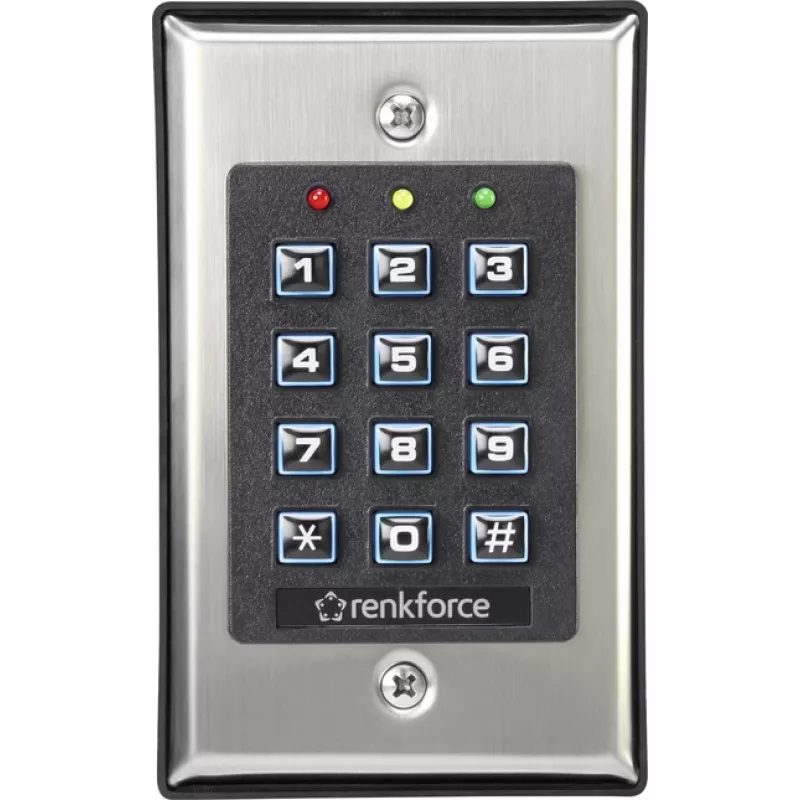 Fechadura eletrónica de código Renkforce 1582597 teclado iluminado para montagem à superfície/embutida para controlo de acessos