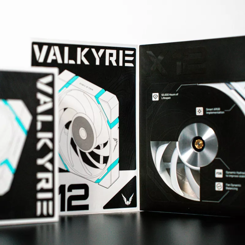 Ventoinha de caixa VALKYRIE X12R ARGB 120mm lâminas invertidas branca