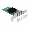 Placa DeLOCK PCI Express x4 para 4 x USB 3.0 externo Quad Channel - formato Low Profile