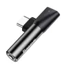 Adaptador de áudio Baseus USB-C para minijack 3,5 mm + USB-C (preto)