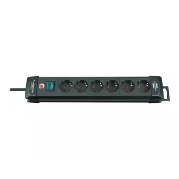 Brennenstuhl Premium-Line 6 tomadas preto, 3 m régua de tomadas Premium-Line 6 tomadas preto 3 m H05VV-F 3G1,5, com interruptor (1951160100)