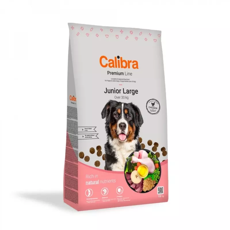 CALIBRA Premium Line Junior Large frango - comida seca para cães - 12kg