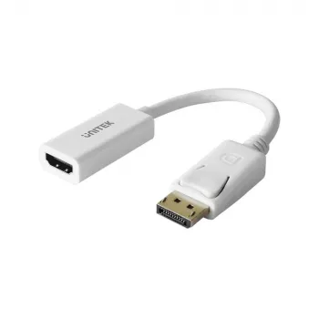 Adaptador conversor UNITEK DisplayPort DP para HDMI 4K UHD HDTV macho para fêmea com áudio banhado a ouro - Y-6332 branco