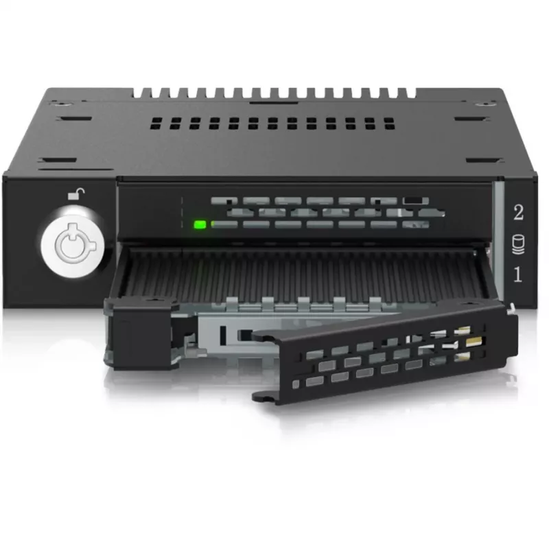 ICY DOCK - ToughArmor - MB834MK-B V2 - 2x M.2 NVMe para 1x baía de 3,5 polegadas moldura removível fecho de chave metálico SlimSAS 4i preto