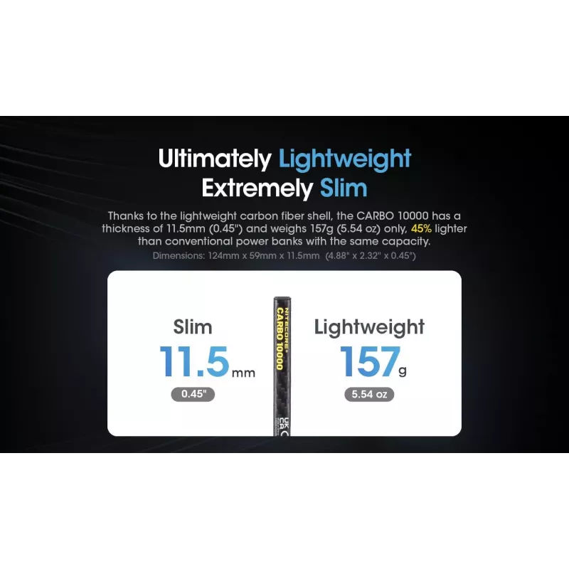 Nitecore CARBO 10000 bateria externa, 10000 mAh, preta