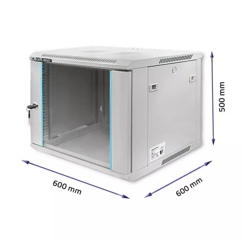 Armário rack QOLTEC 19 polegadas 9U 600x500x600 montagem na parede ou no chão caixa de servidor