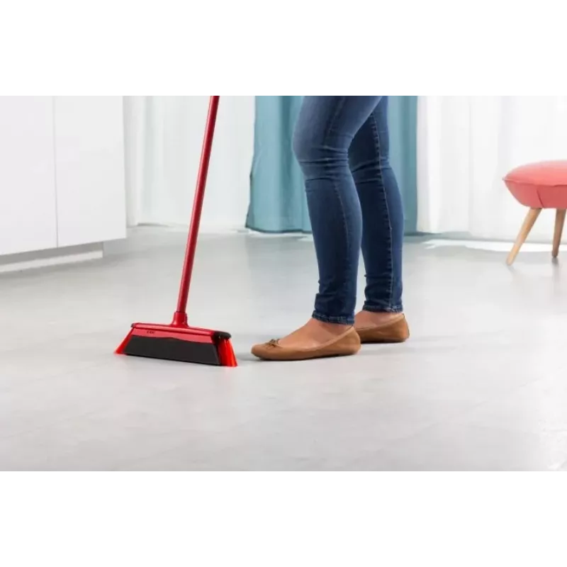 Vassoura de chão VILEDA 143703 com cabo, tecnopolímero, cerdas macias/duras, interior, 130 cm, vermelho