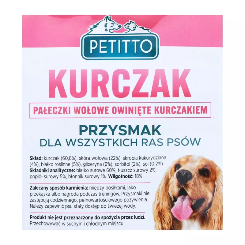 PETITTO Palitos embrulhados em frango snack para cães, 500 g