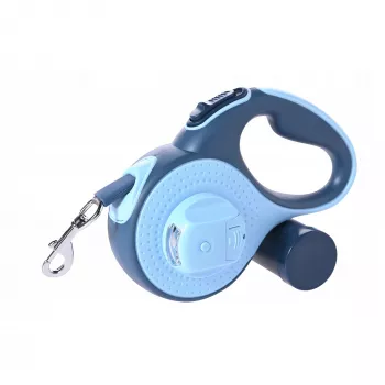 Treia automática para cão Extralink Pupilplanet 5 m com LED e recipiente para sacos de dejetos