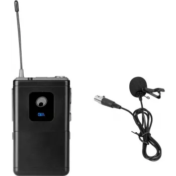 Microfone lavalier Omnitronic UHF-E Series 527,5 MHz — microfone lavalier com fios para voz e apresentações