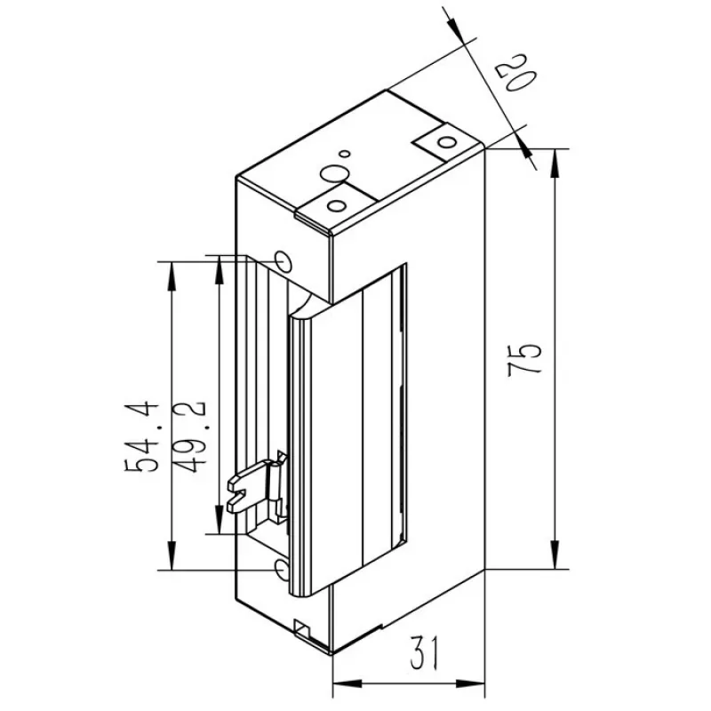 Fechadura eletromagnética QOLTEC 52459 12V simétrica com memória e bloqueio