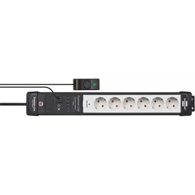 Extensão de energia Brennenstuhl Premium-Line 3m 6 tomadas AC para interior preto cinzento
