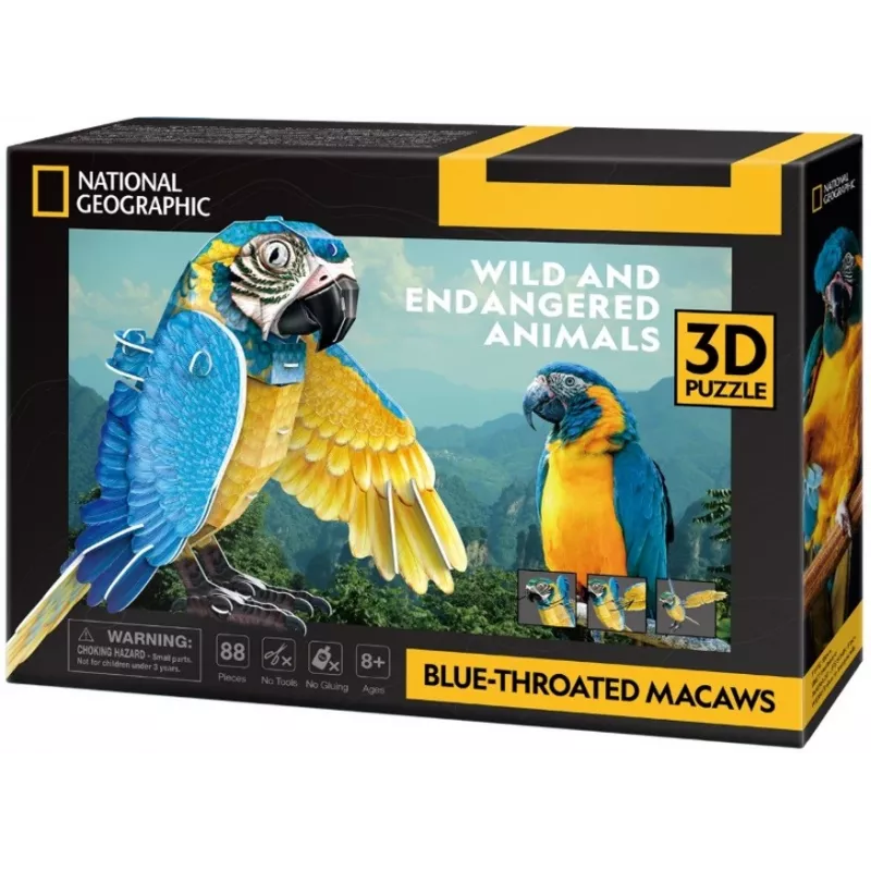 Puzzle 3D Cubicfun Arara-azul, 88 peças, modelo 306-DS1097H
