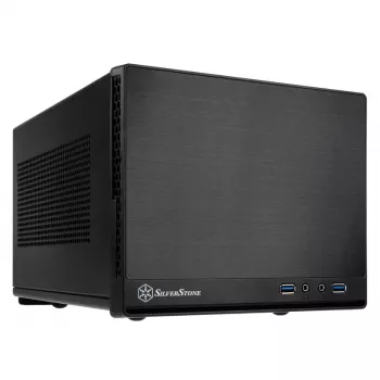 SilverStone SUGO 13 - Desktop - Mini-DTX - sem fonte de alimentação (AT / PS/2) - preto - USB/Áudio (SST-SG13B-Q)