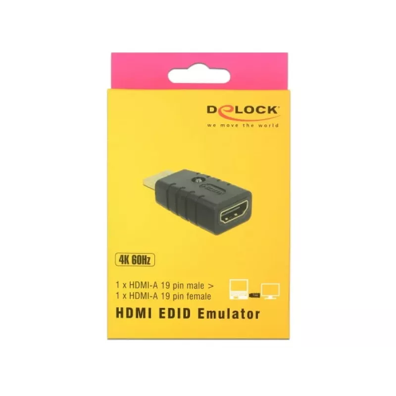 Adaptador HDMI (macho) > HDMI (fêmea), emulador EDID (preto)