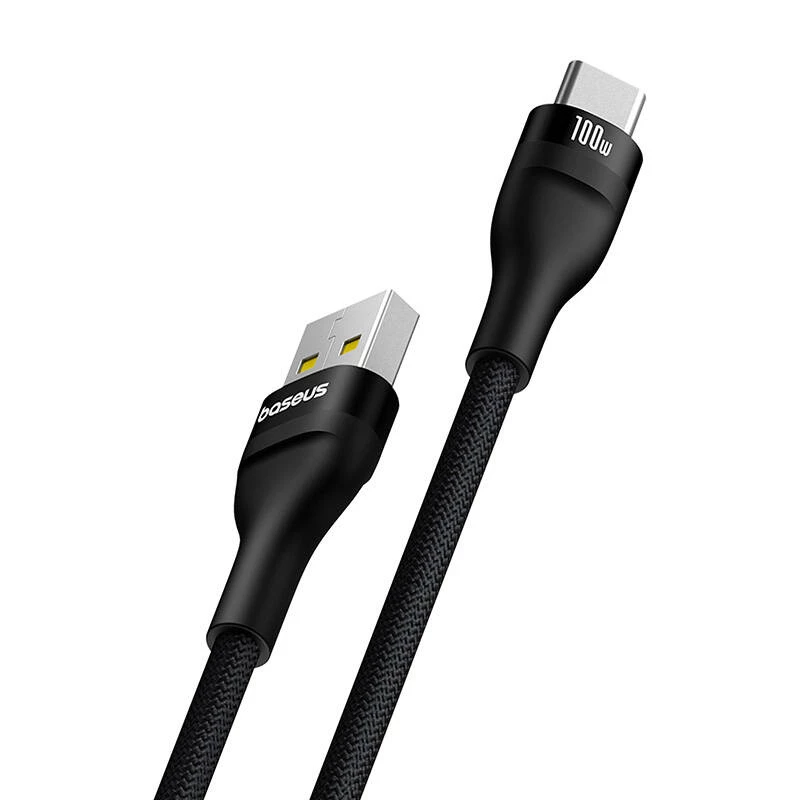 Cabo de carregamento rápido Baseus Flash 2 USB A para USB C 2 m 100 W preto