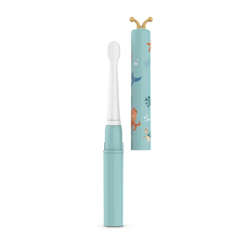 Escova de dentes elétrica infantil neno Pulito – escova vibratória compacta recarregável, 2 cabeças de escova, modo de massagem, temporizador de 2 minutos, bateria de iões de lítio