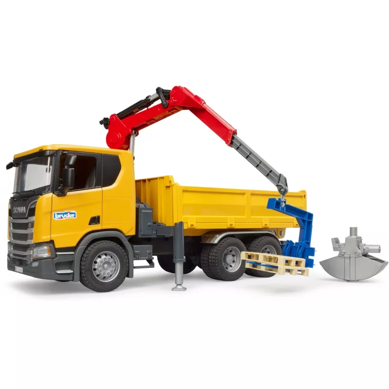 Camião de construção de brincar BRUDER Scania Super 560R com grua e 2 paletes