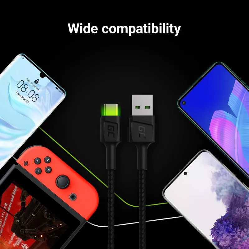 Cabo USB Green Cell KABGC06 1,2 m USB A USB C preto