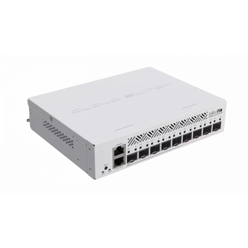 Switch de rede gerido L3 MikroTik CRS310-1G-5S-4S+IN — 1U, 1x Gigabit, 5x SFP, 4x SFP+, 10G, DC/PoE 18–57V, 20W máx.