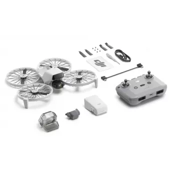 Drone DJI Flip com 4 rotores, câmara de 48 MP, vídeo 3840×2160, bateria 3110 mAh, preto/branco