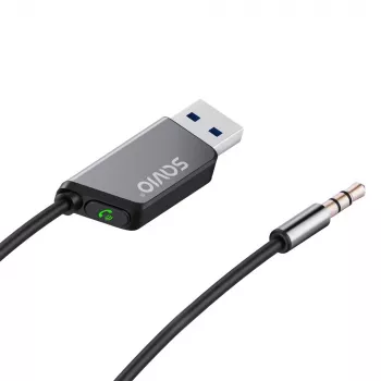 Savio TR-16 transmissor adaptador AUX com função mãos-livres, Bluetooth 5.3, Google Assistant/Siri