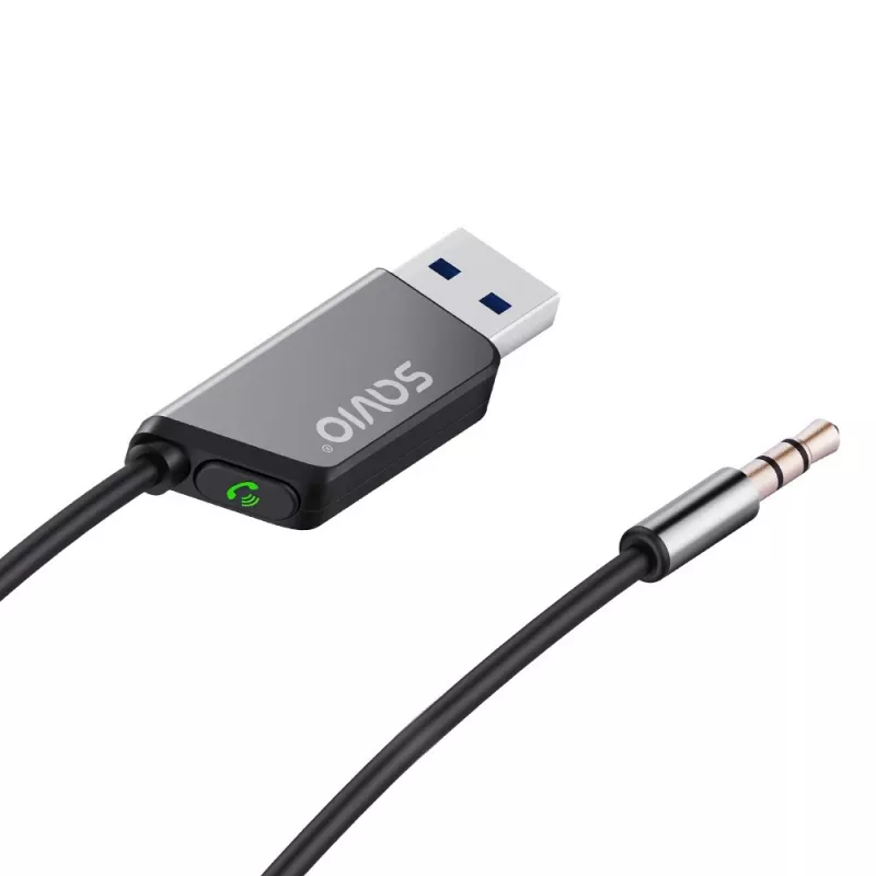 Savio TR-16 transmissor adaptador AUX com função mãos-livres, Bluetooth 5.3, Google Assistant/Siri