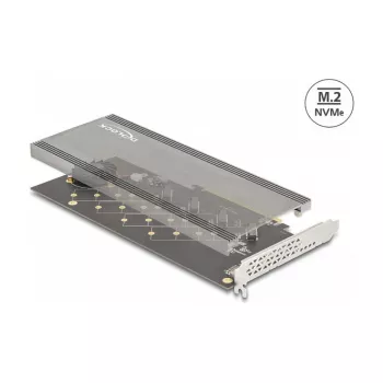 Placa DeLOCK PCI Express 4.0 x16 para 4 x NVMe M.2 Key M internos com dissipador e ventoinha