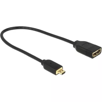Cabo DELOCK HDMI Micro D macho > HDMI A fêmea High Speed com Ethernet 3D 4K 20cm Premium Slim