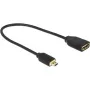 Cabo DELOCK HDMI Micro D macho > HDMI A fêmea High Speed com Ethernet 3D 4K 20cm Premium Slim