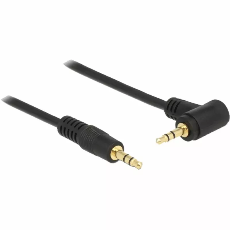 DeLOCK - Cabo de áudio - 24 AWG - Mini-Phone estéreo 3,5 mm (M) - Mini-Phone estéreo 3,5 mm (M) - 50 cm - preto - conector em ângulo de 90° (83752)