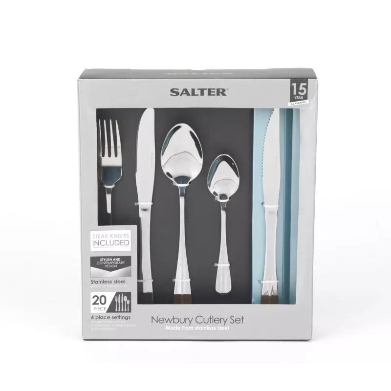 Conjunto de talheres Salter BW086282EU7 — 20 peças em aço inoxidável, adequado para máquina de lavar louça