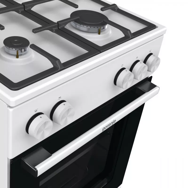 Fogão a gás independente com forno Gorenje GG5A10WFFM — placa de 4 bicos, forno de 70 l, superfície esmaltada, branco