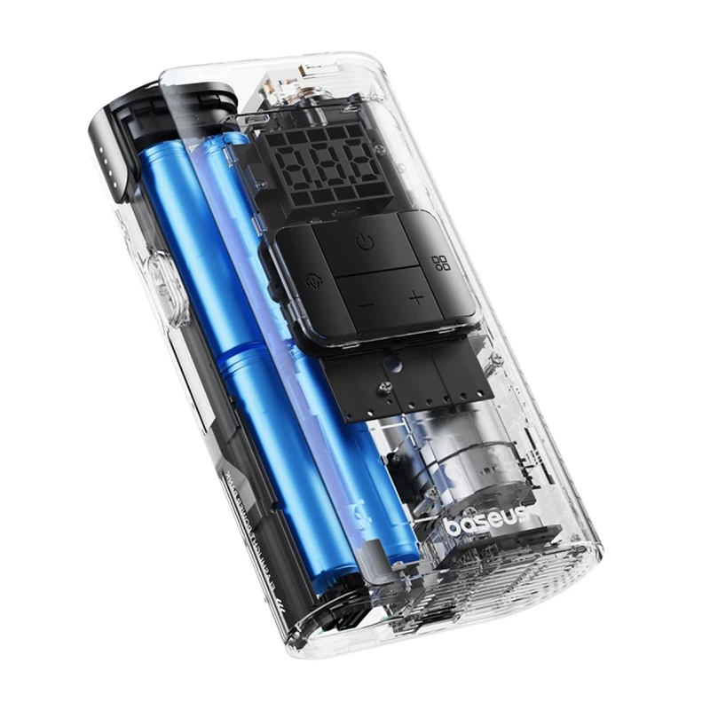 Baseus PrimeTrip VA1 compressor de pneus portátil, 75 W, 2 em 1 com lanterna e power bank de 6000 mAh, preto
