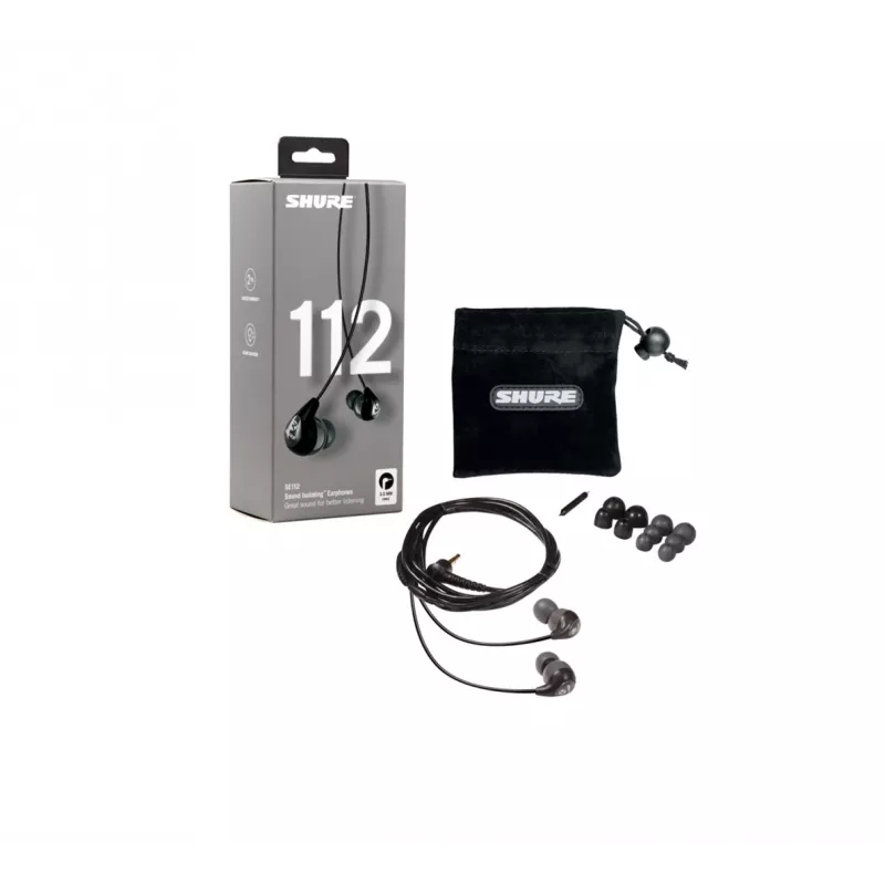 Auscultadores intra-auriculares com fios Shure SE112-GR para chamadas/música, preto, cinzento