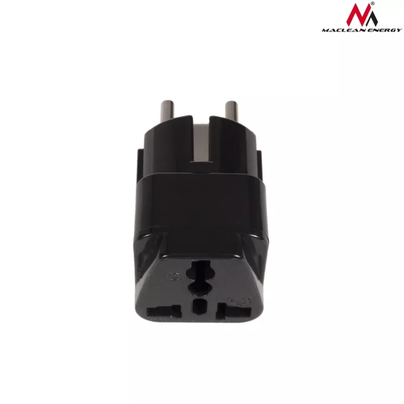 Maclean MCE155 adaptador de ficha universal, tomada UK para ficha UE, preto