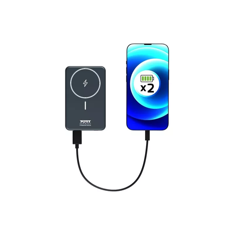 Powerbank Port Designs 907005 10000 mAh carregamento sem fios preto