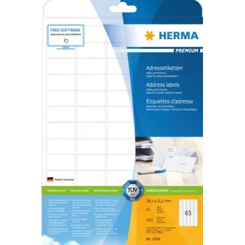 Etiquetas de endereço HERMA Premium A4 38,1x21,2 mm cantos arredondados 1625 unid.