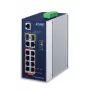 PLANET IGS-4215-8P2T2S switch industrial gerido, L2/L4, 8x Gigabit PoE+ + 2x Gigabit + 2x 1000Base-X SFP, IP30, montagem em calha DIN/parede, DC, azul/prateado