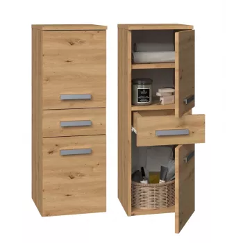 Armário de arrumação de casa de banho Top e Shop NEL V DDS ARTISAN — autónomo, estrutura cor de carvalho, 3 prateleiras, 300×300×850 mm