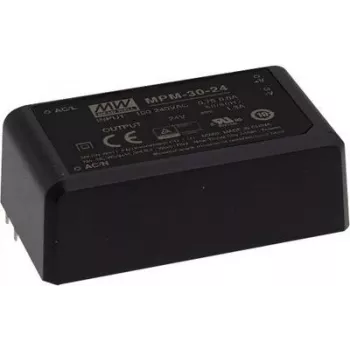 Fonte de alimentação/conversor Mean Well MPM-30-24, 30 W, saída 24 V, entrada 80–264 V
