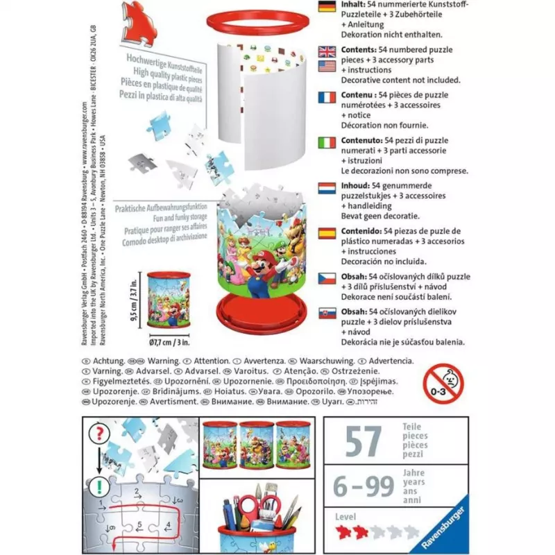 Puzzle 3D Ravensburger Super Mario porta-canetas 54 peças
