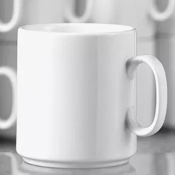 Xícara de café de porcelana Esmeyer Diane 402-108 280 ml — conjunto de 6 unid., branco